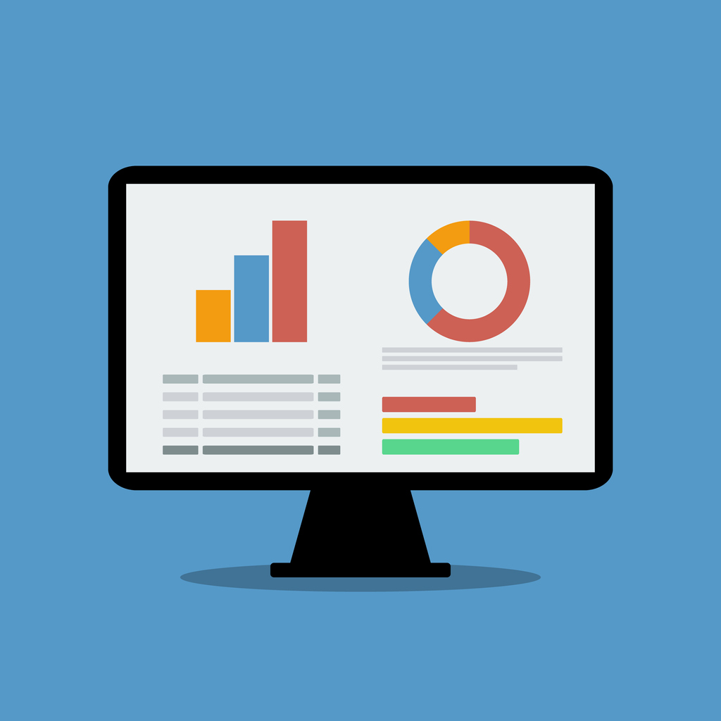 computer with data dashboard