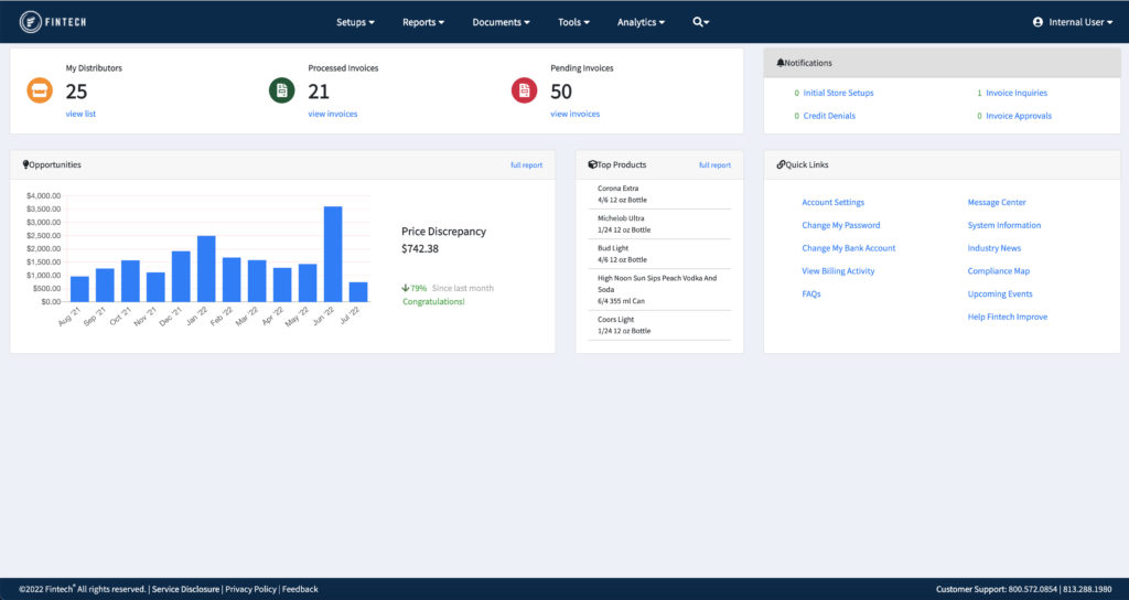 automated alcohol cost variance report