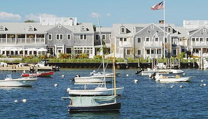 Harbor view from the White Elephant hotel in Nantucket, Massachusetts