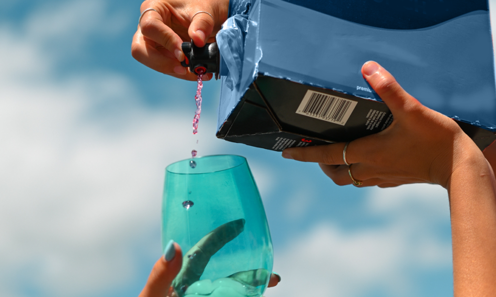 Boxed Wine being poured into a glass.