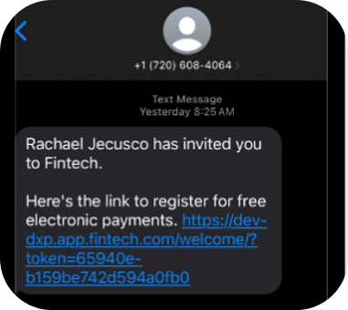 text invite screenshot